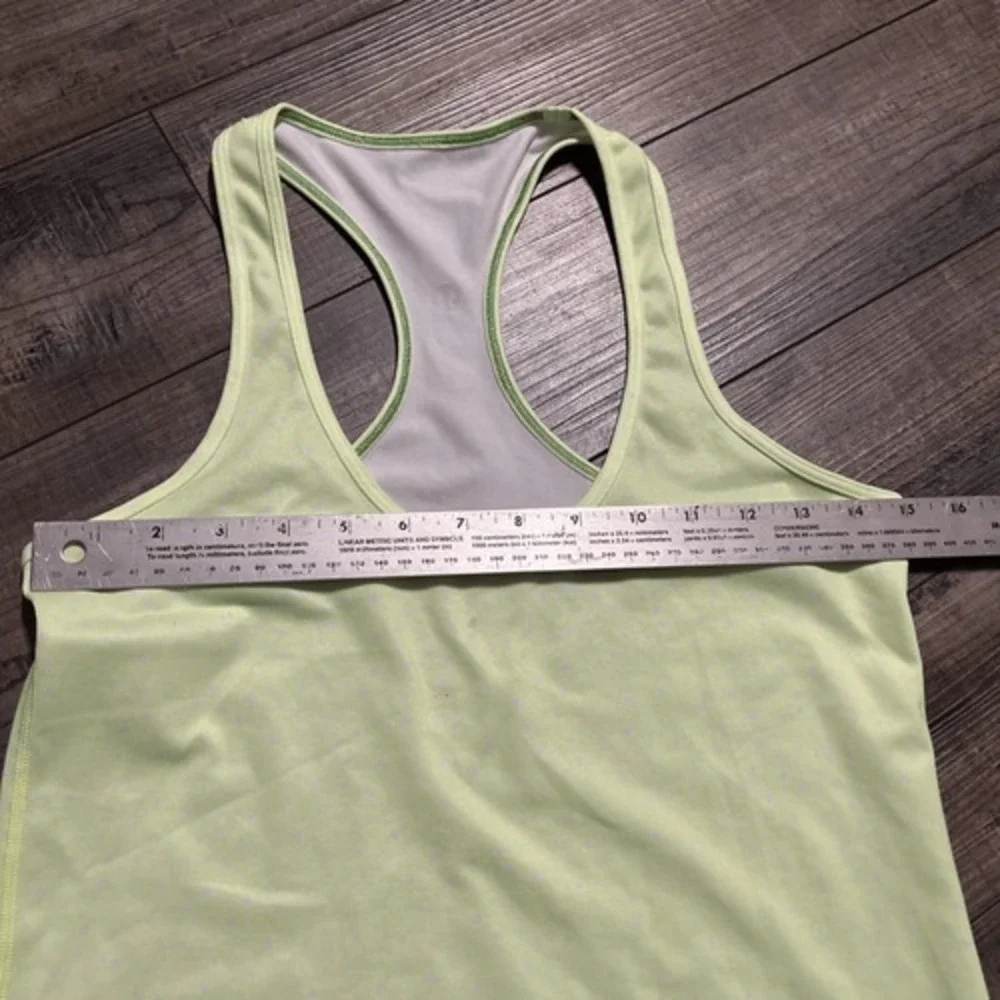 Lululemon Razorback Tank Top‎ Sz 8 Neon Green With Polkadots